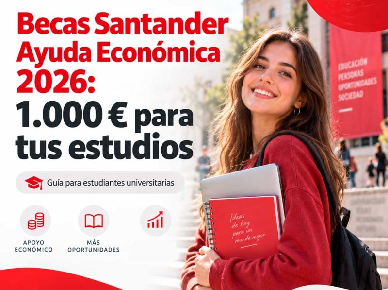 Becas Santander Ayuda Económica 2026: 1.000€ para tus estudios